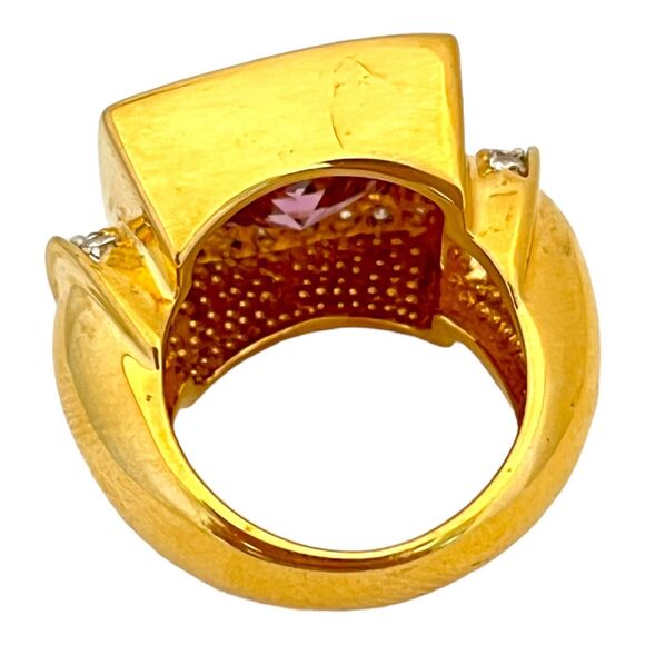 Vintage UNCAS Sterling Silver Ring Vermeil Purple Cubic Zirconia 925 5J - Picture 3 of 7